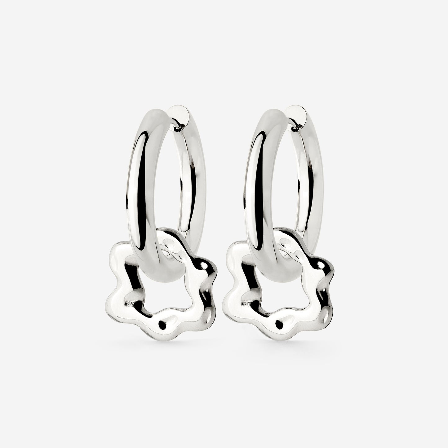 Chunky Melting Donut Hoop Set Medium Silver