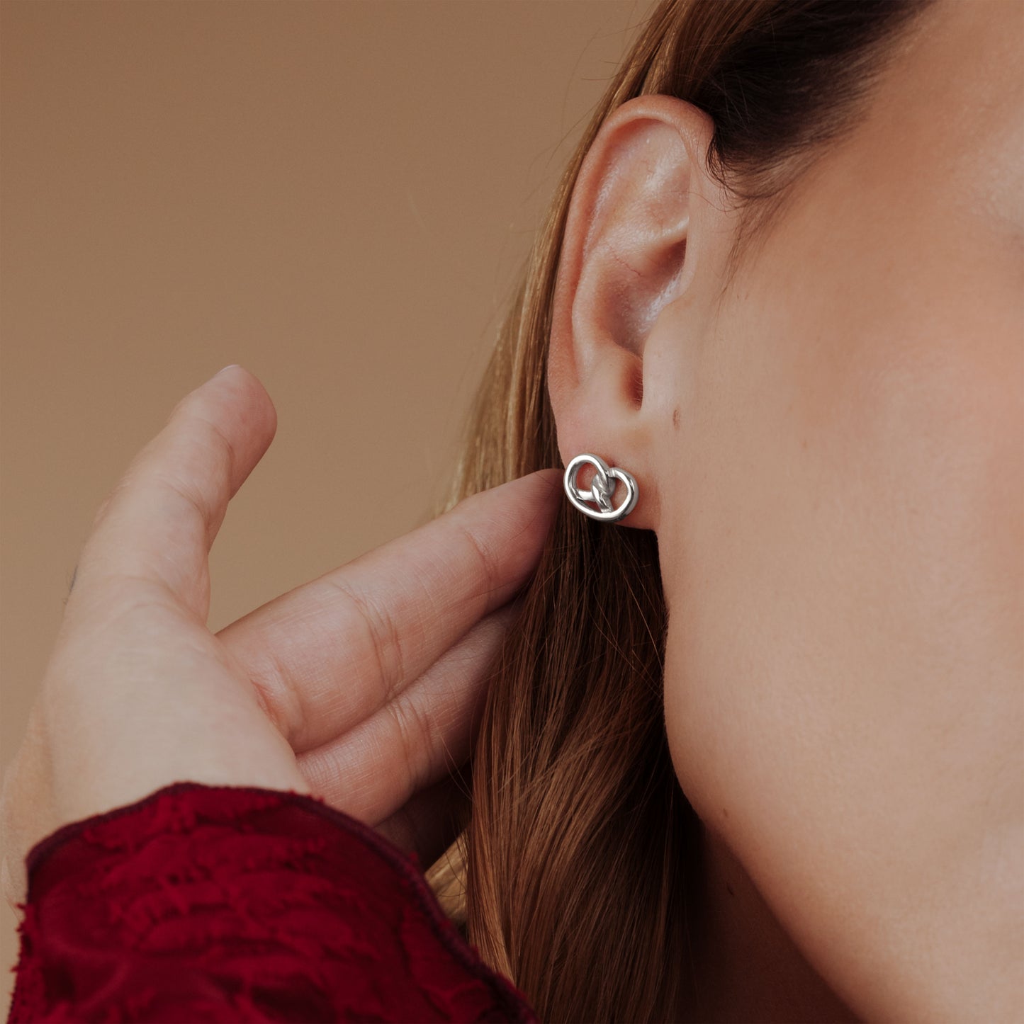 Pretzel Babe Studs Silver