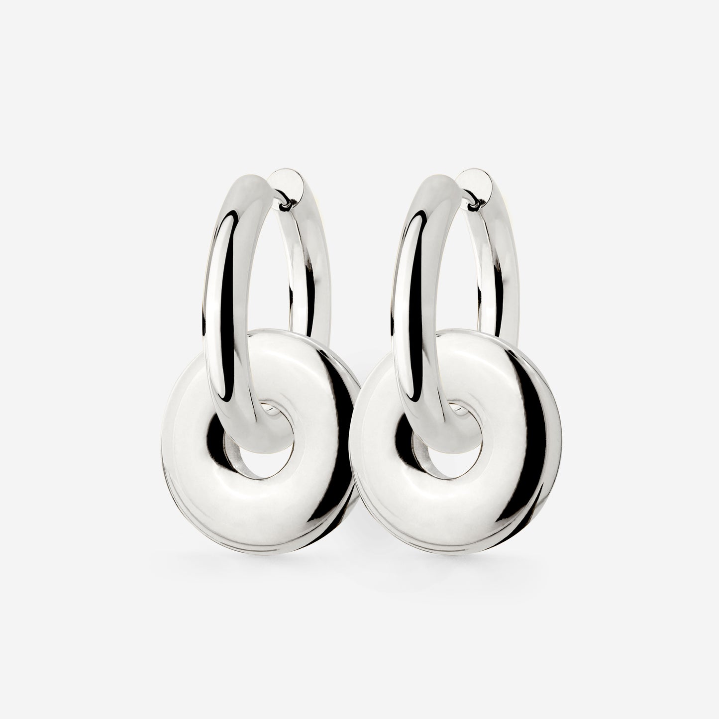 Chunky Sleek Donut Hoop Set Medium Silver
