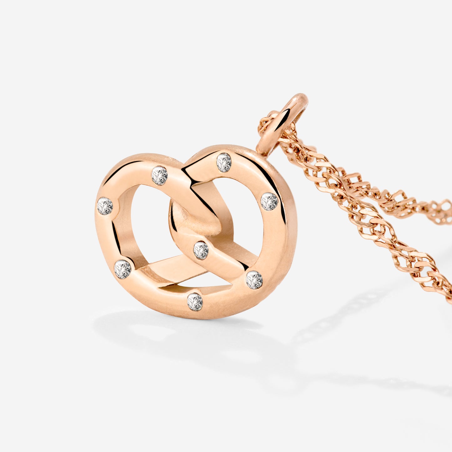 Bedazzle my Pretzel Necklace Rose Gold
