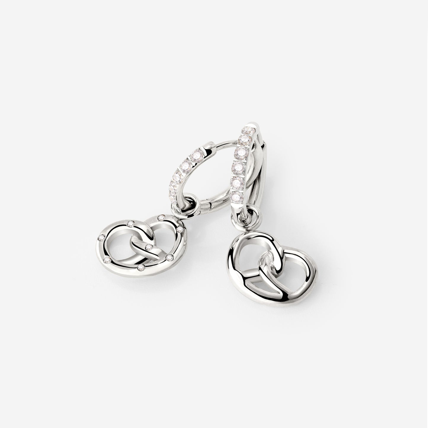 Bedazzled Pretzel Glimmer Hoop Set Small Silver