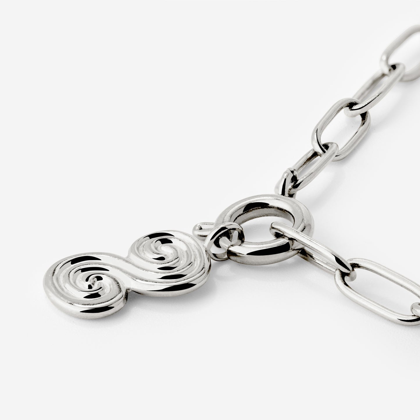 Serpent's Whisper Oval Links Necklace Set Silver