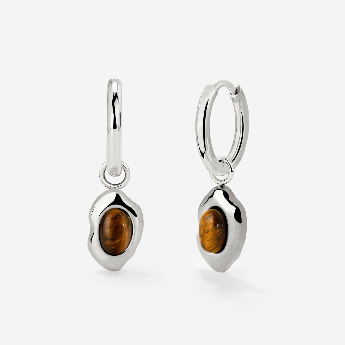 Tiger's Eye Hoop Set Small Silver