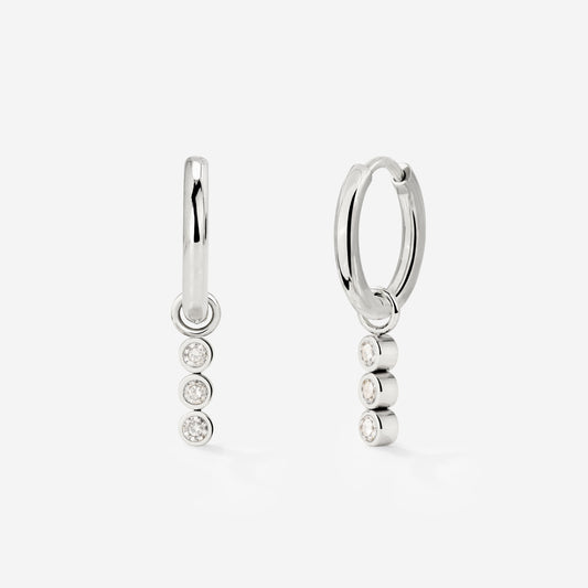 Bezel Bling Hoop Set Small Silver