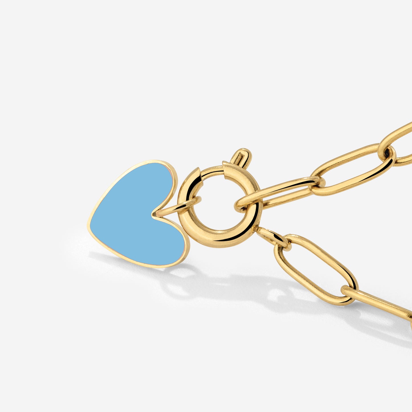 Blue Heart Oval Links Necklace Set Gold