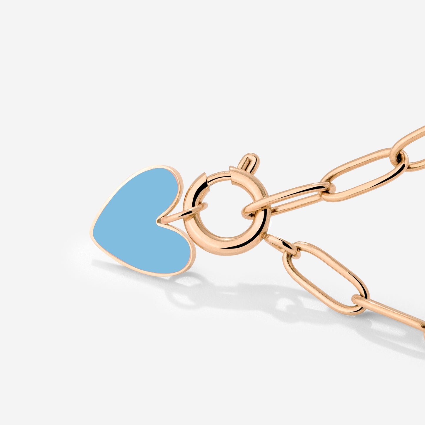 Blue Heart Oval Links Necklace Set Rose Gold