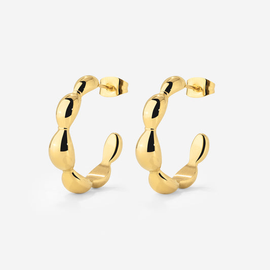 Graceful Curves Hoop Studs Gold
