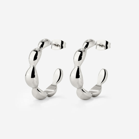 Graceful Curves Hoop Studs Silver