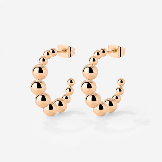 Infinite Beads Hoop Studs Rose Gold