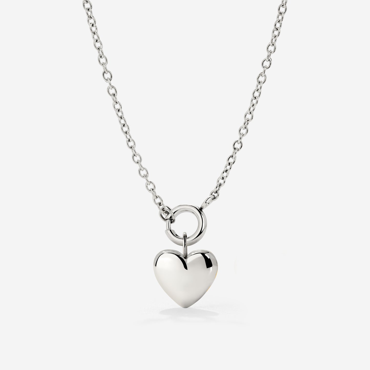 Lovely Heart Classic Chain Necklace Set Silver