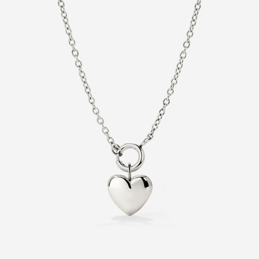 Lovely Heart Classic Chain Necklace Set Silver