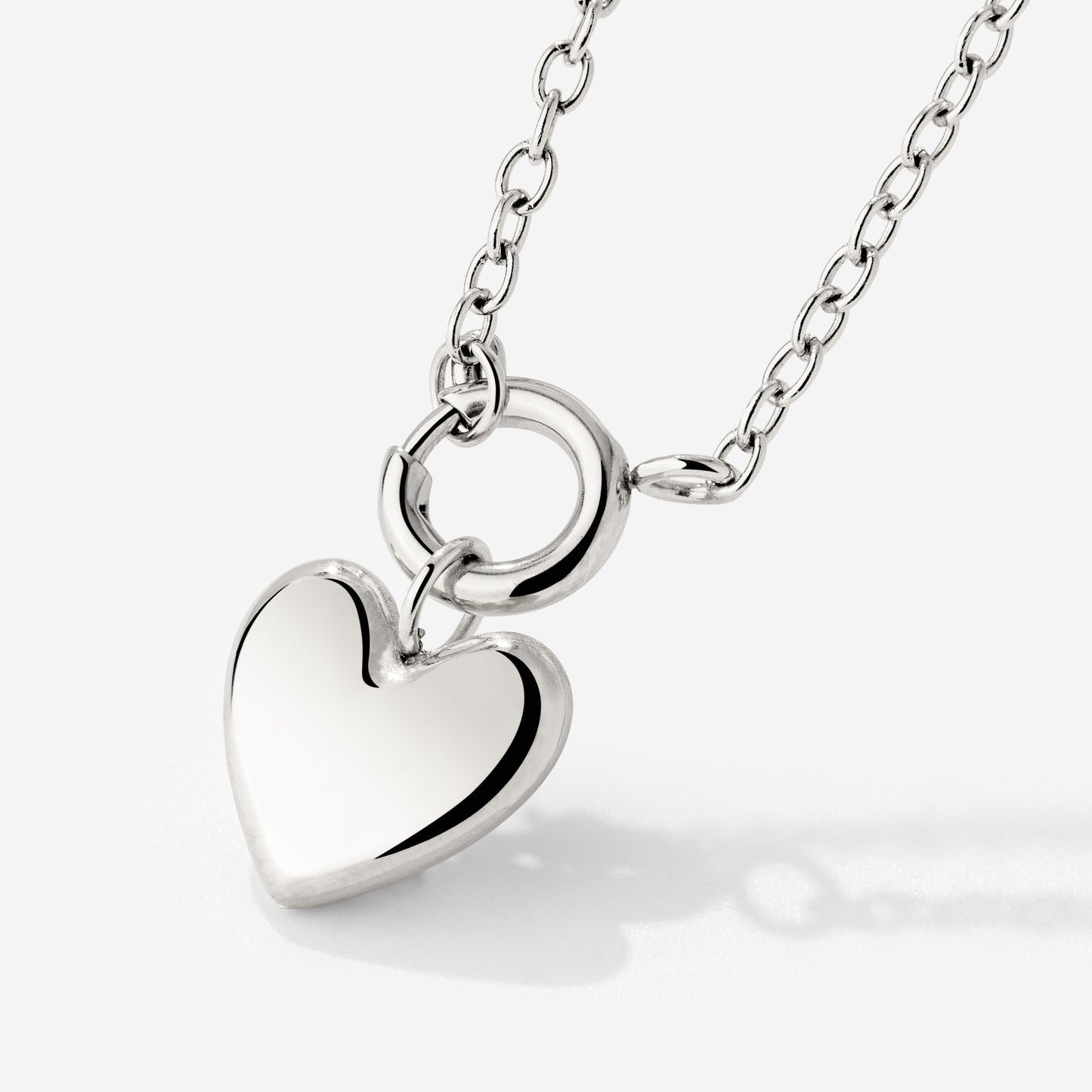 Lovely Heart Classic Chain Necklace Set Silver