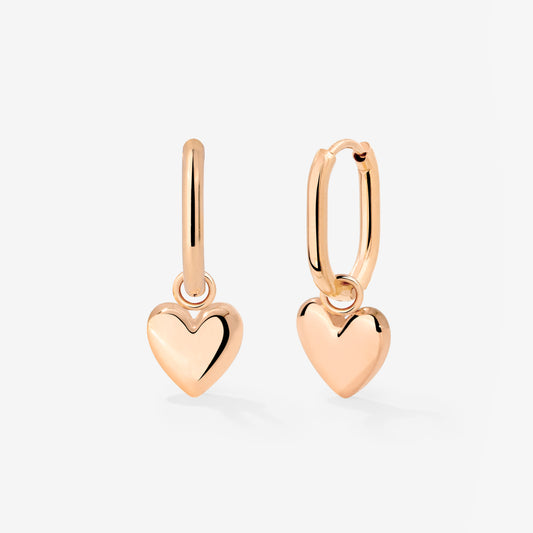 Lovely Heart Oval Hoop Set Baby Rose Gold
