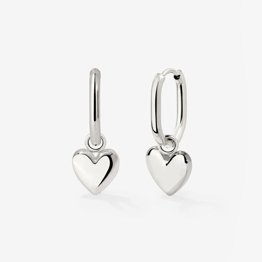 Lovely Heart Oval Hoop Set Baby Silver