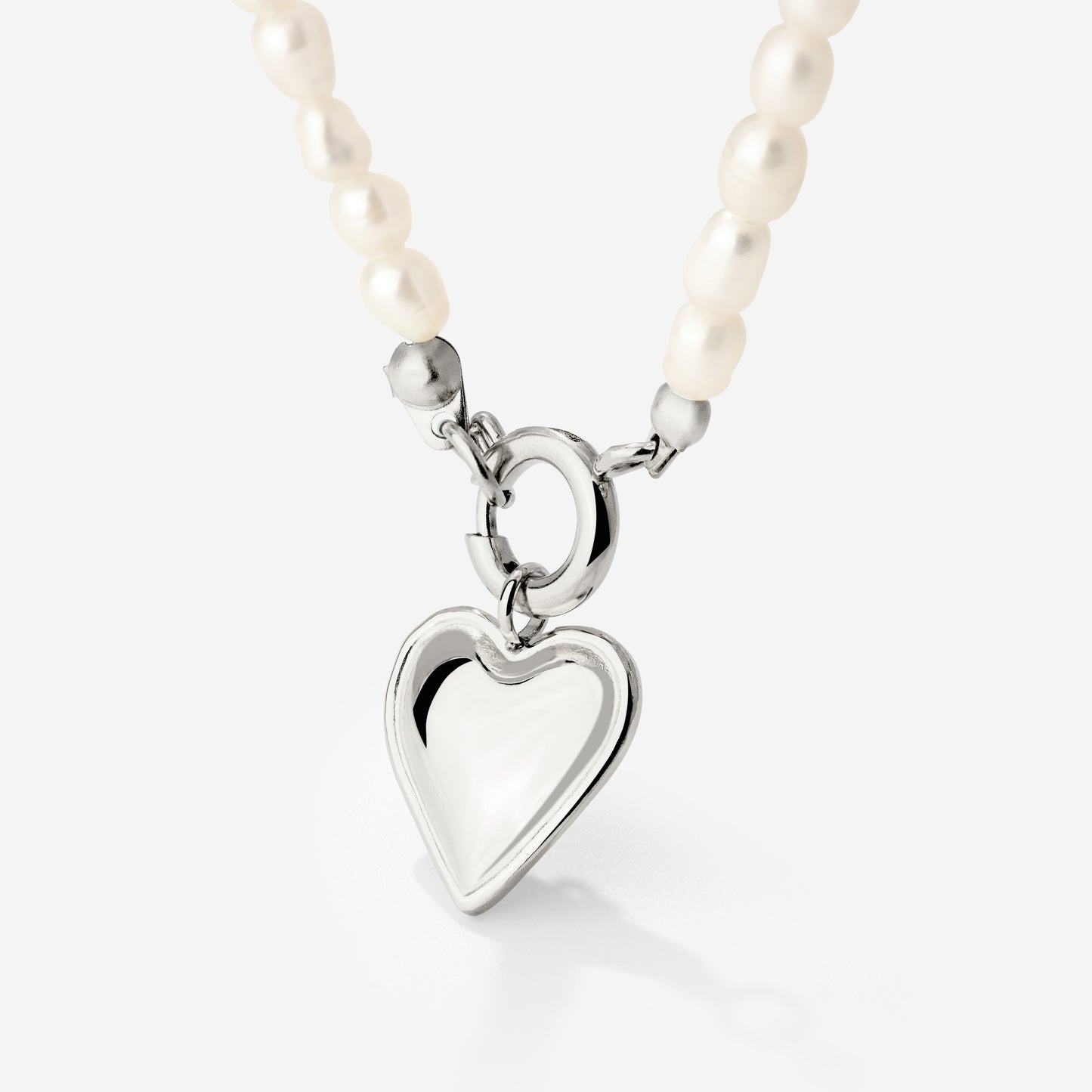 Heartie Pearly Necklace Set Silver