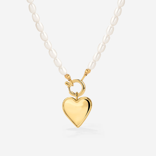 Heartie Pearly Necklace Set Gold