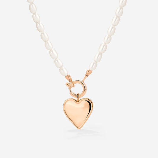 Heartie Pearly Necklace Set Rose Gold