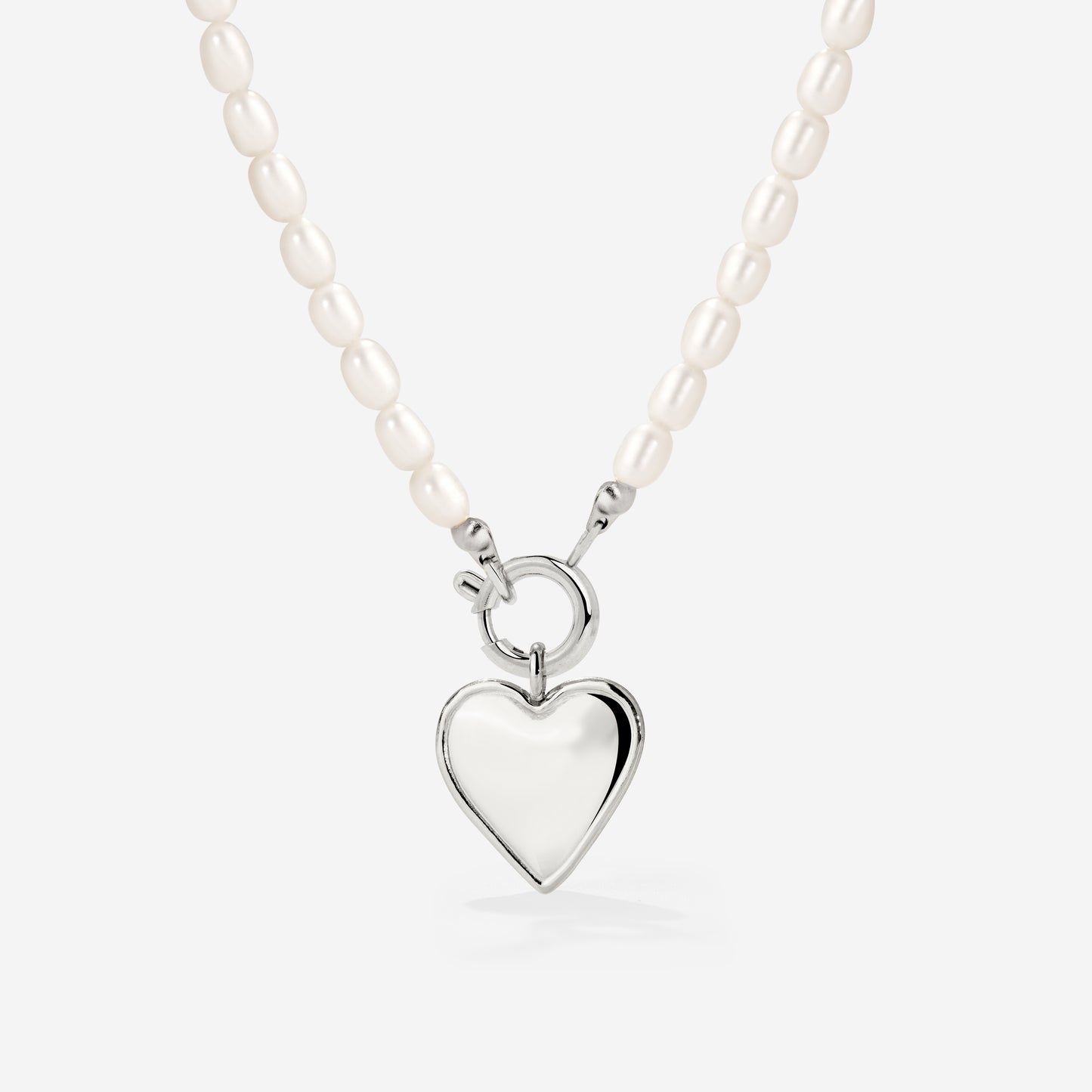 Heartie Pearly Necklace Set Silver