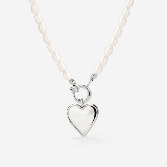 Heartie Pearly Necklace Set Silver
