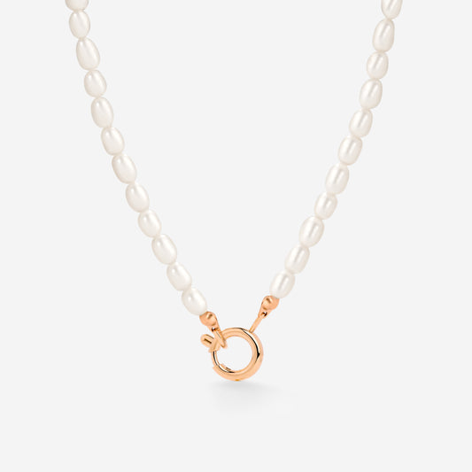 Pearly Charm Necklace Rose Gold