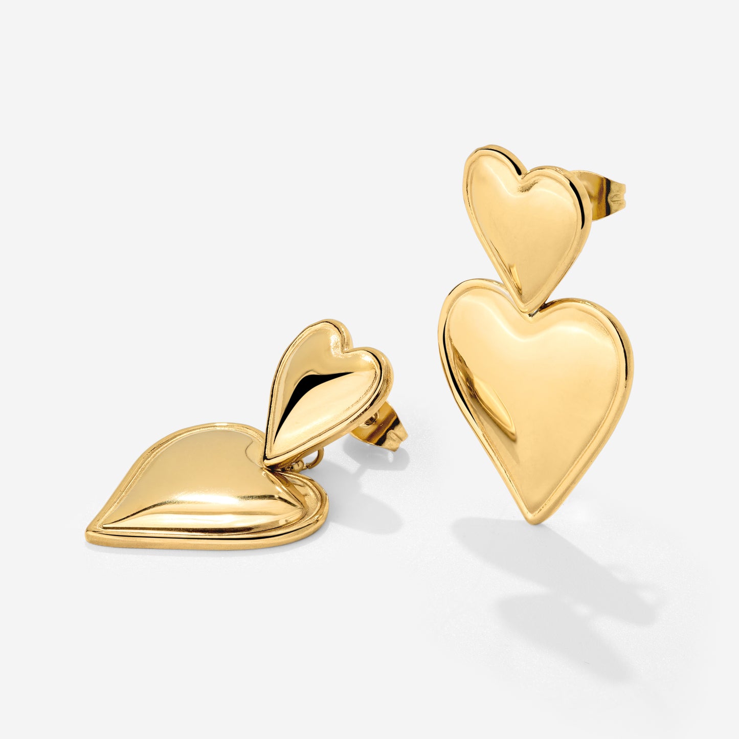 Pillow Hearts Earrings Gold