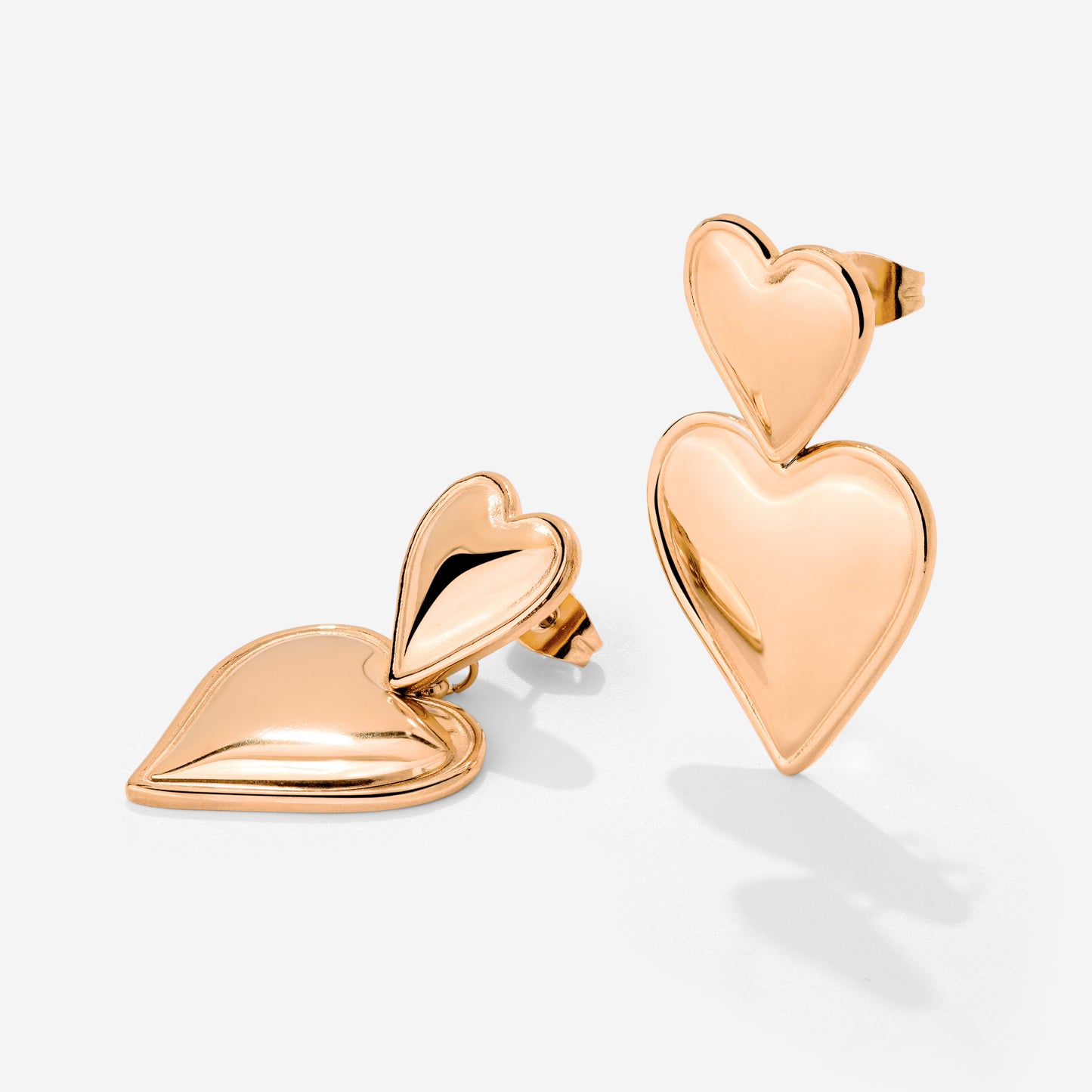 Pillow Hearts Earrings Rose Gold