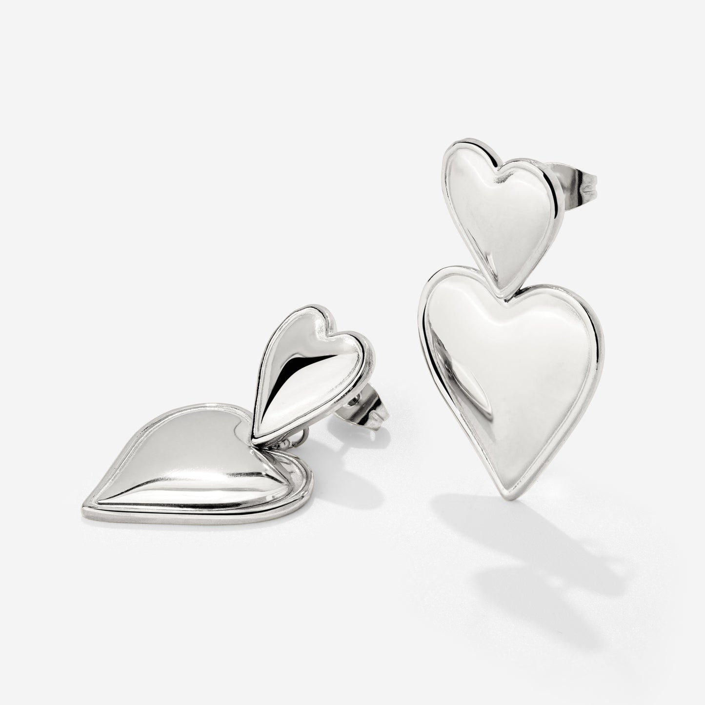 Pillow Hearts Earrings Silver