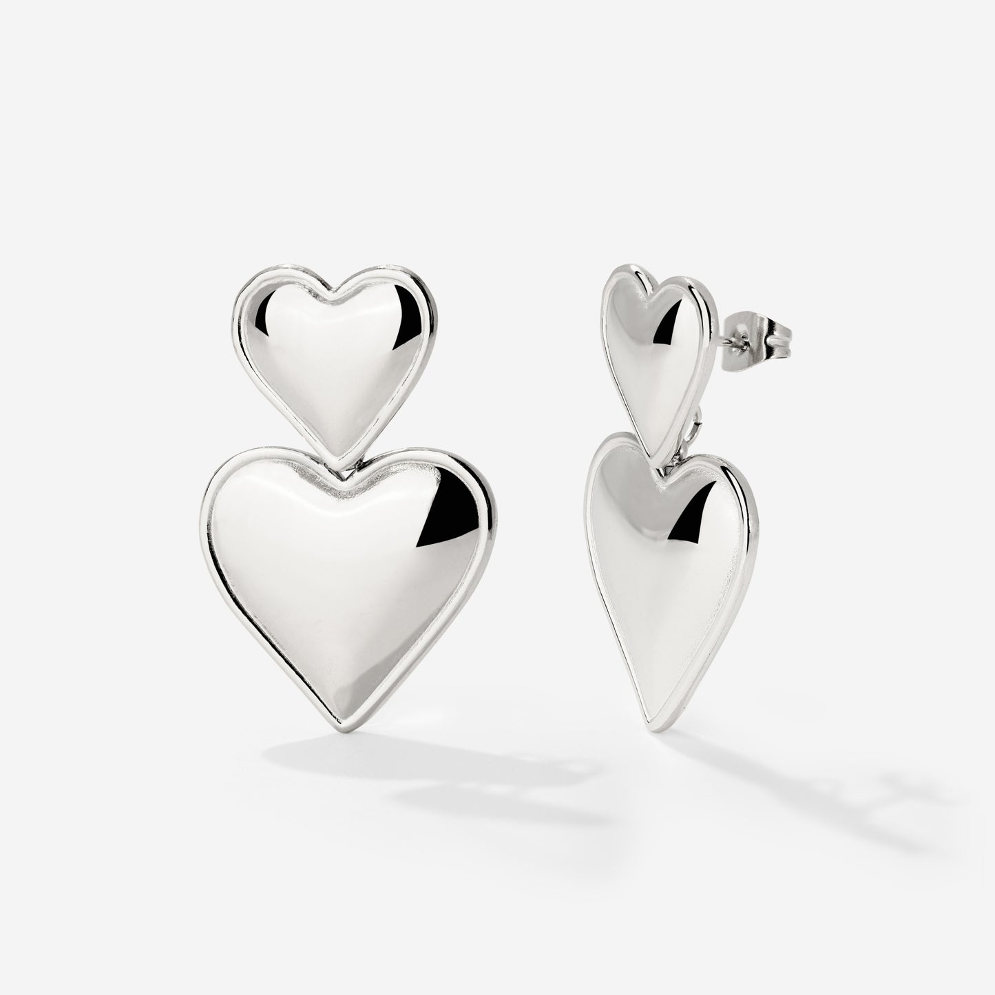 Pillow Hearts Earrings Silver