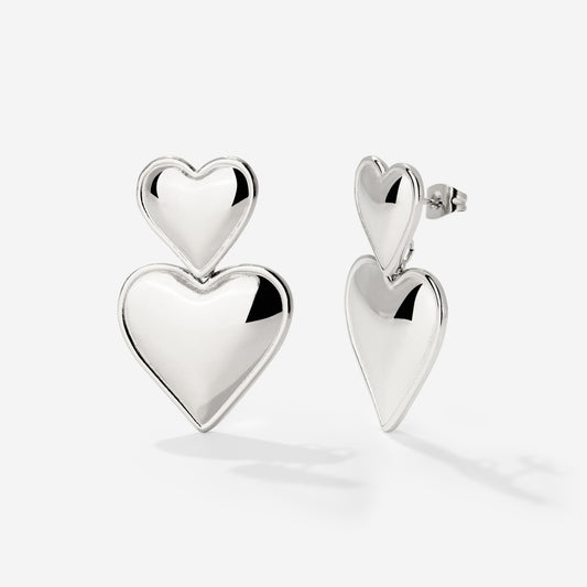 Pillow Hearts Earrings Silver