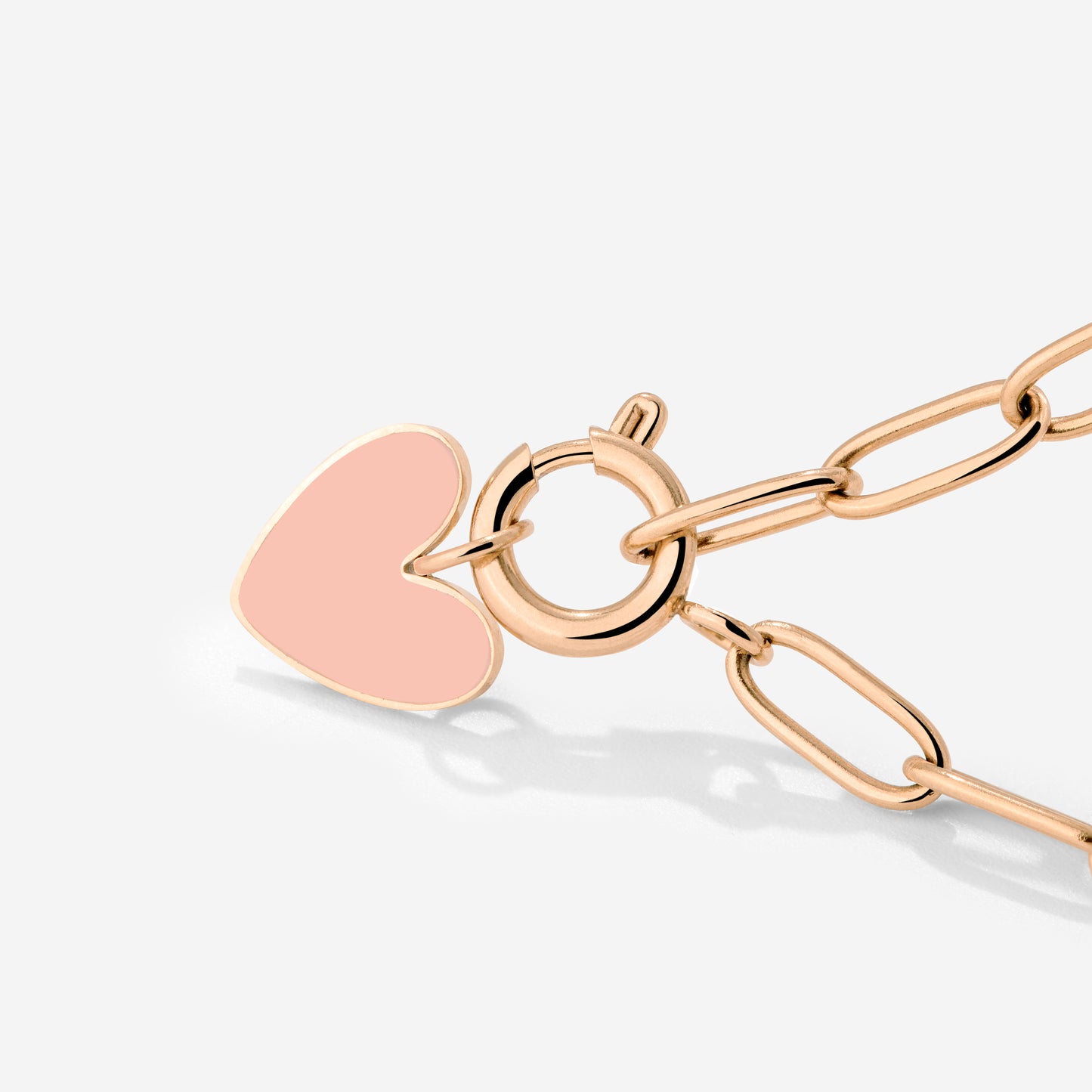 Pink Heart Oval Links Necklace Set Rose Gold