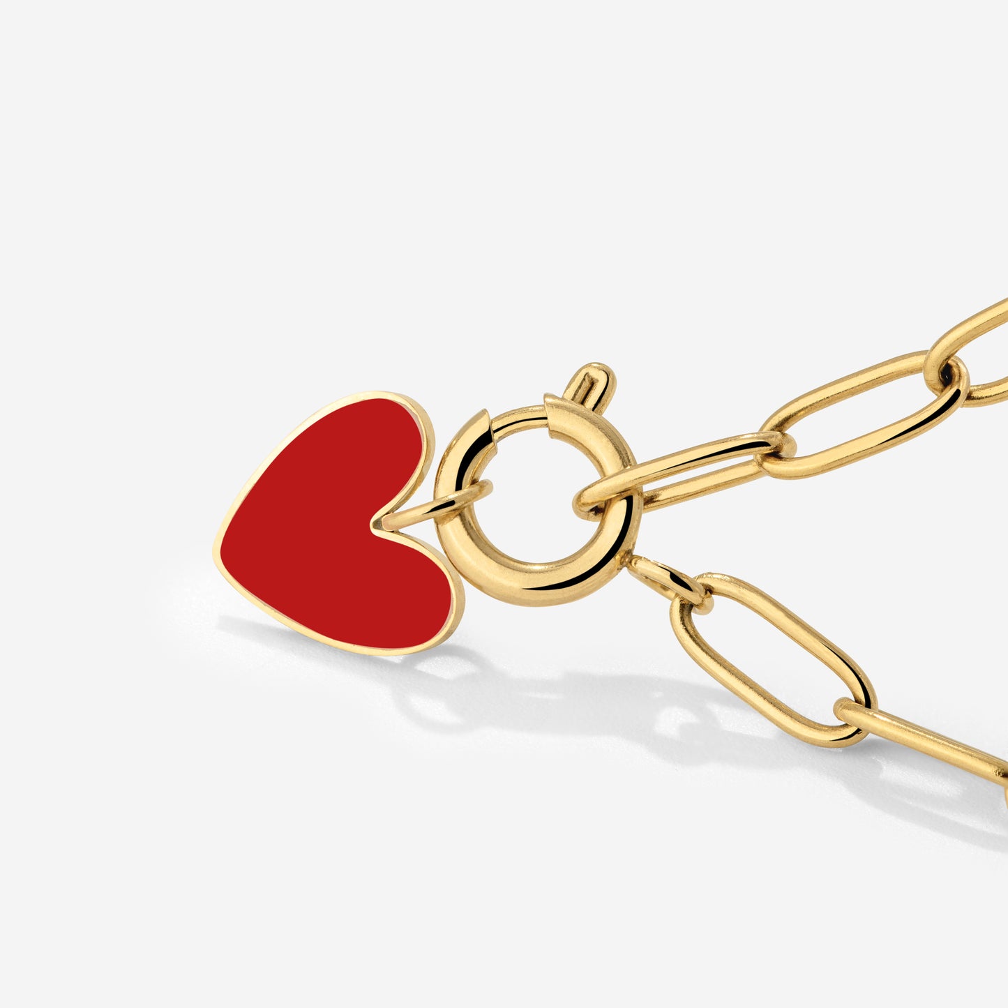 Red Heart Oval Links Necklace Set Gold
