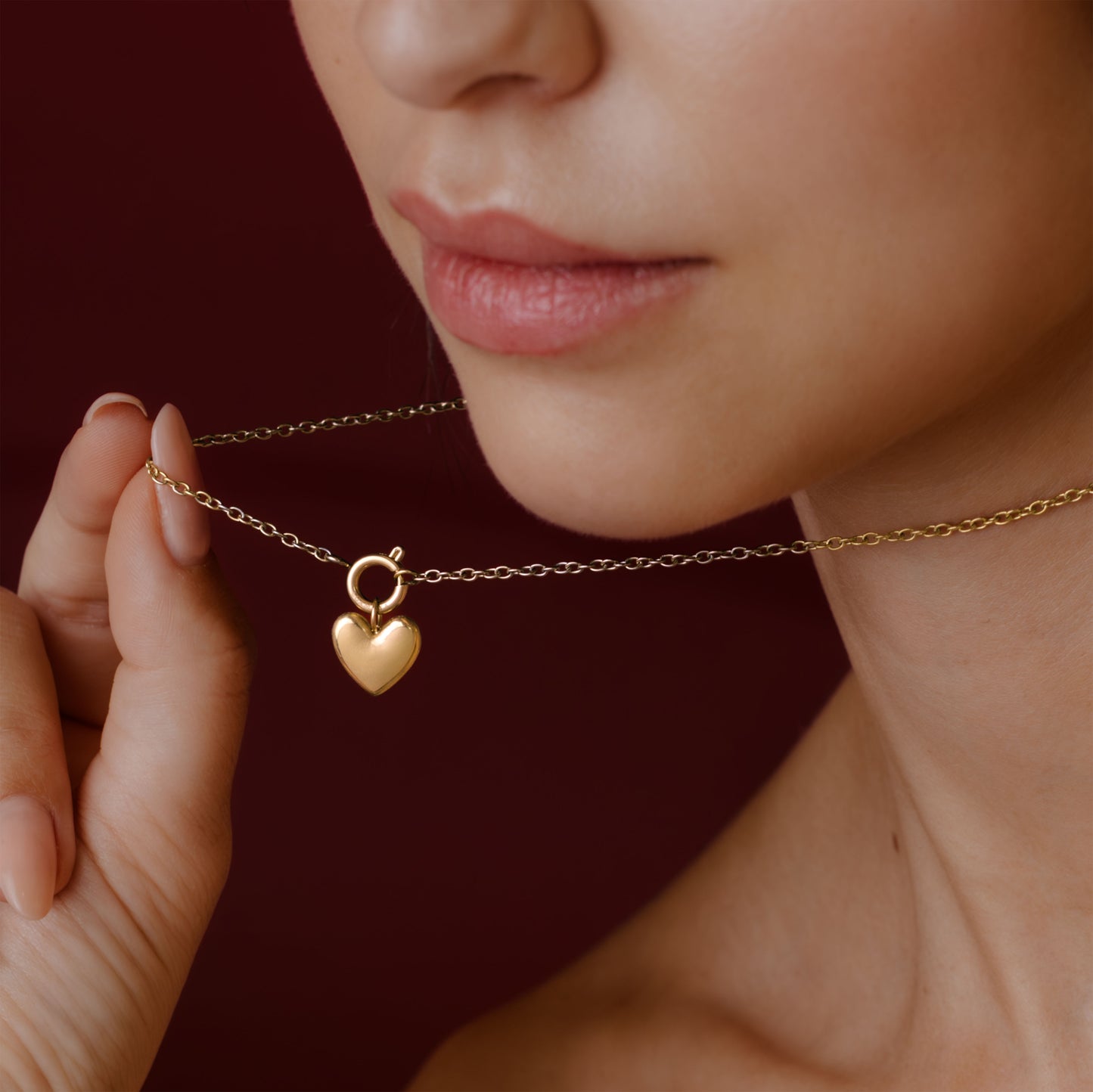 Lovely Heart Classic Chain Necklace Set Gold