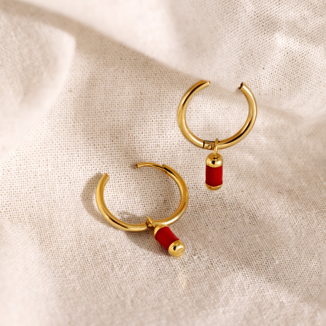 Coral Color Sierra Hoop Set Medium Silver