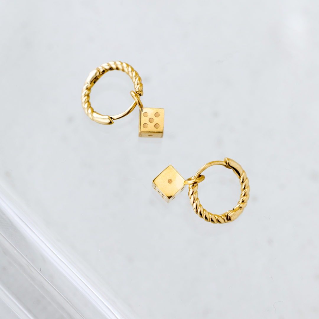 Lucky Dice Twisted Hoop Set Baby Rose Gold