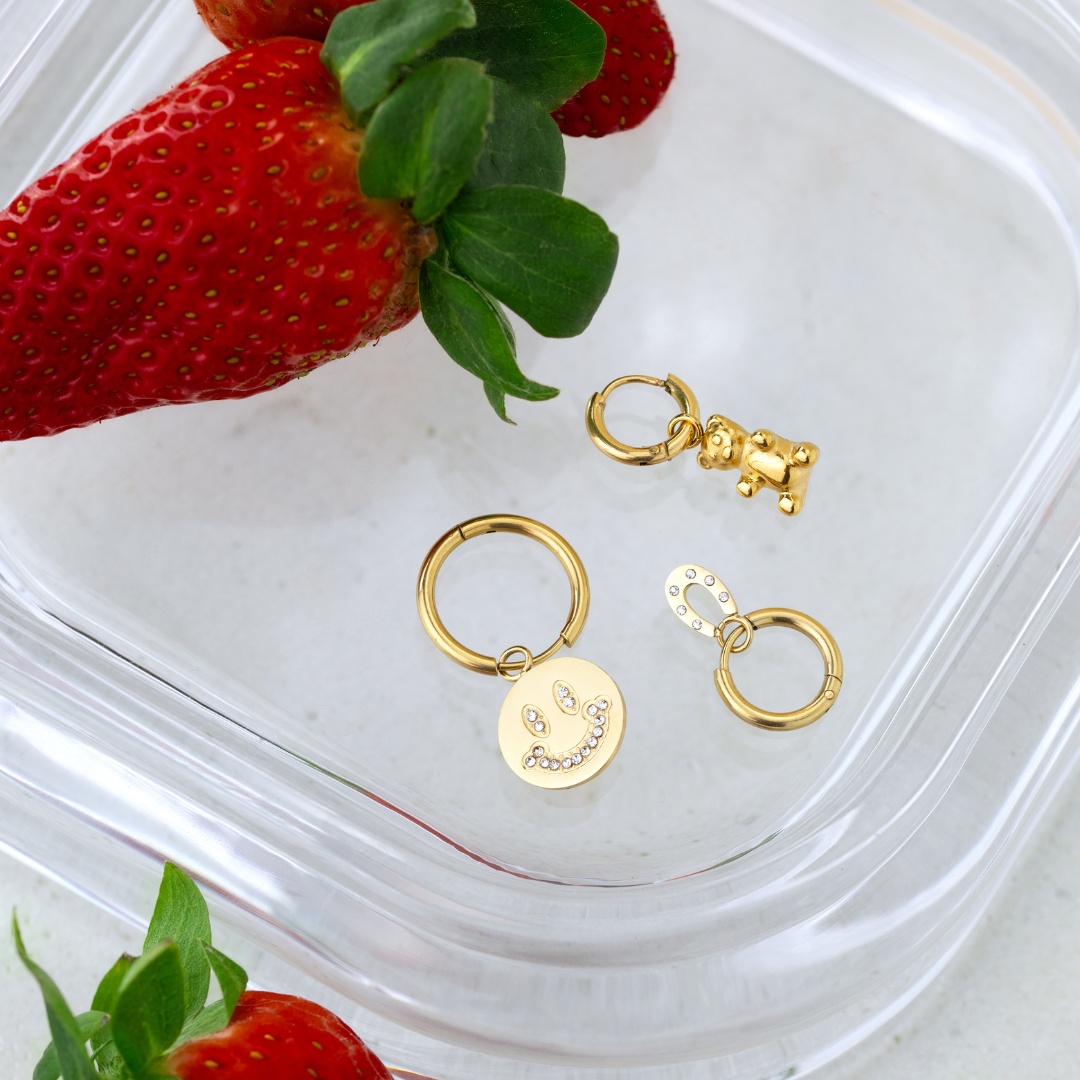 Fortune Bear Hoop Set Baby Rose Gold