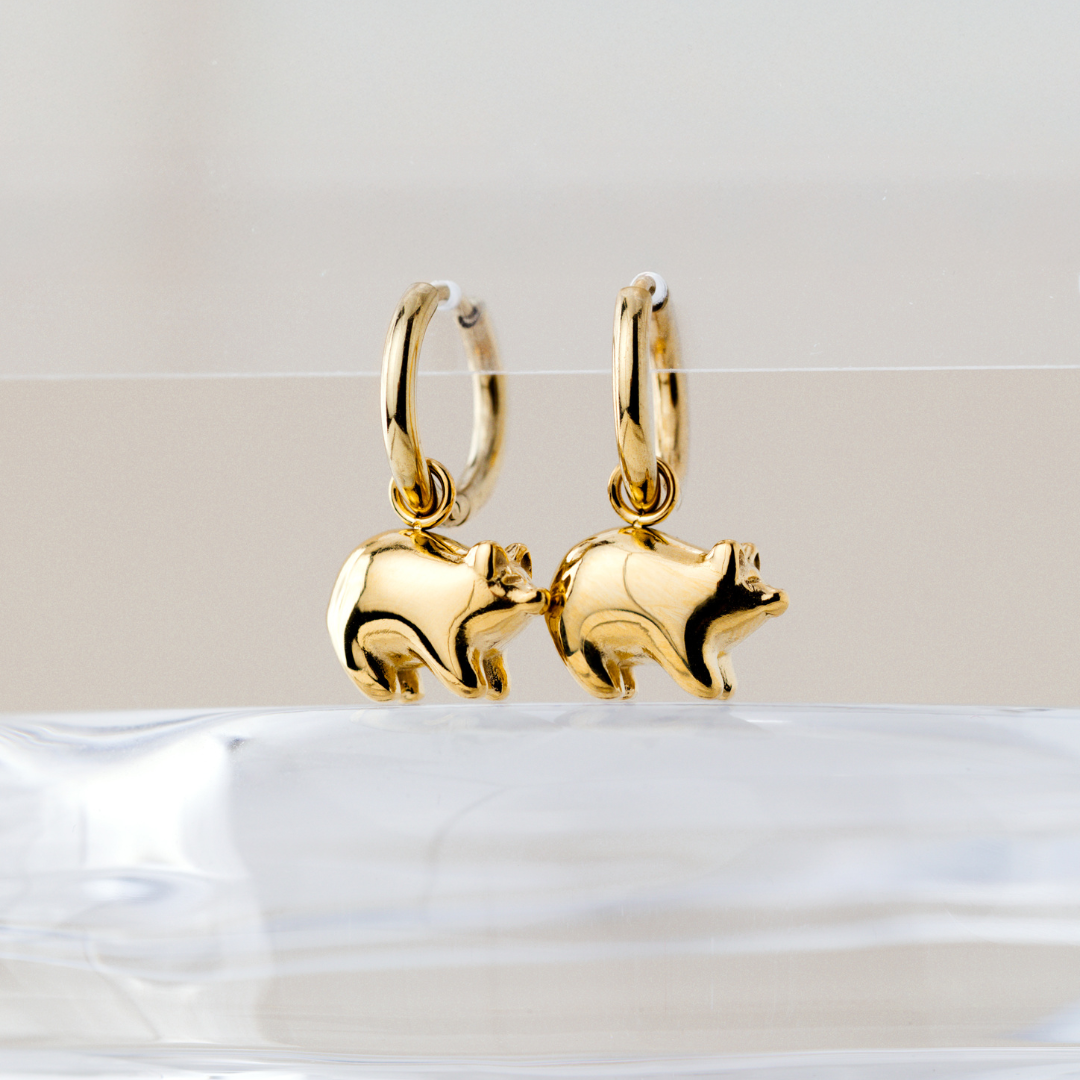 Piggy Hoop Set Small Gold