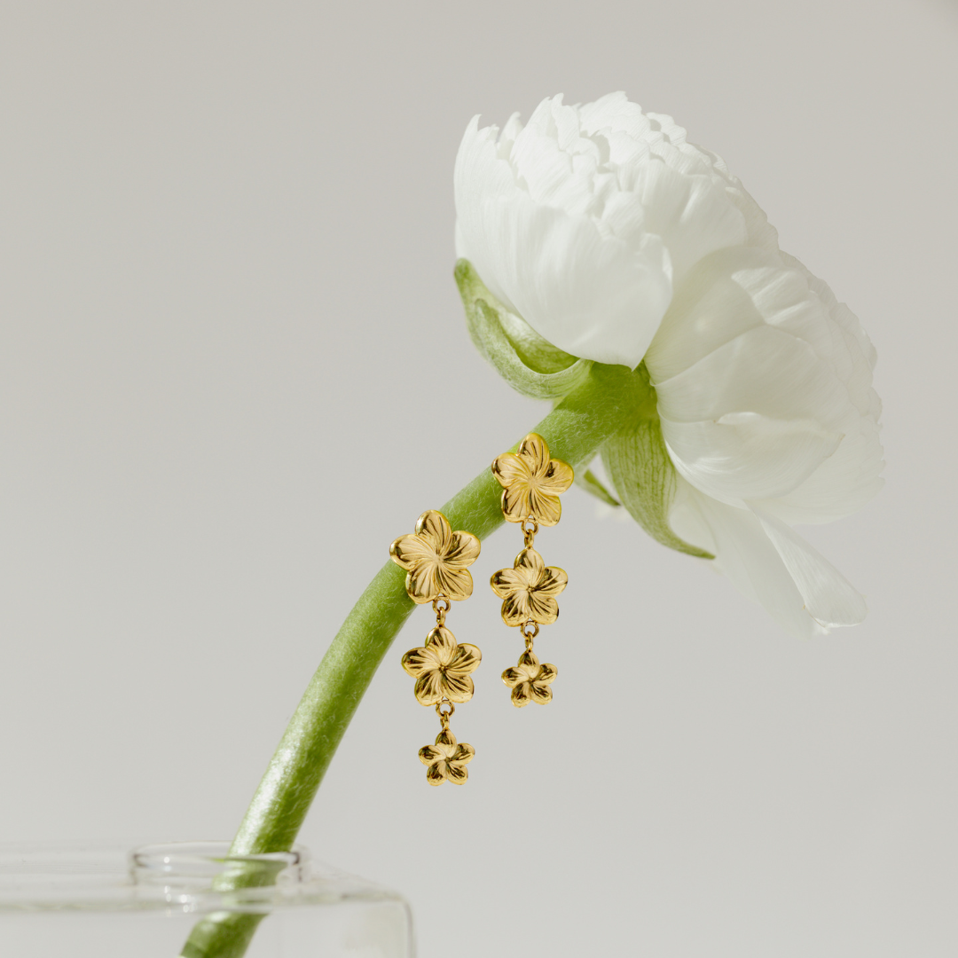 Floral Trinity Earrings Silver