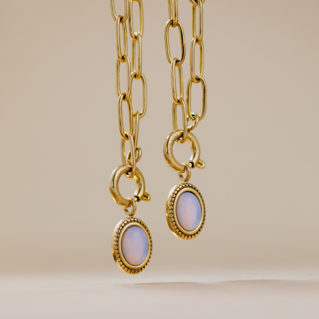 Opaline Oval Links Necklace Set Rose Gold