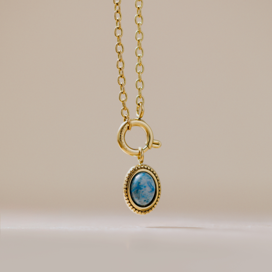 Ocean Agate Classic Chain Necklace Set Rose Gold