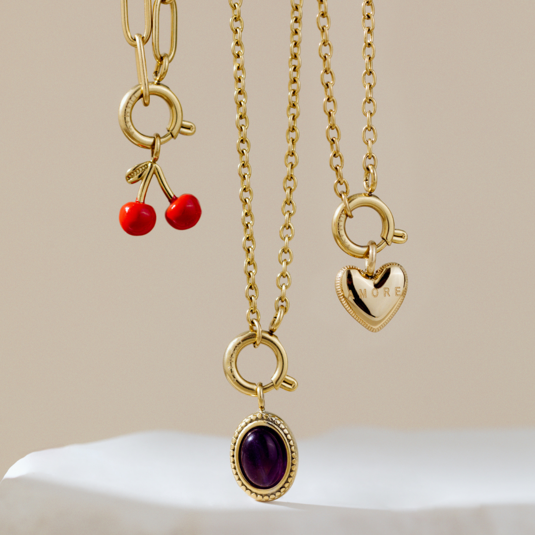 Amore Mio Classic Chain Necklace Set Rose Gold