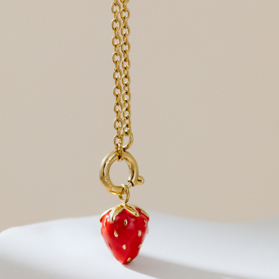 Strawberry Classic Chain Necklace Set Silver