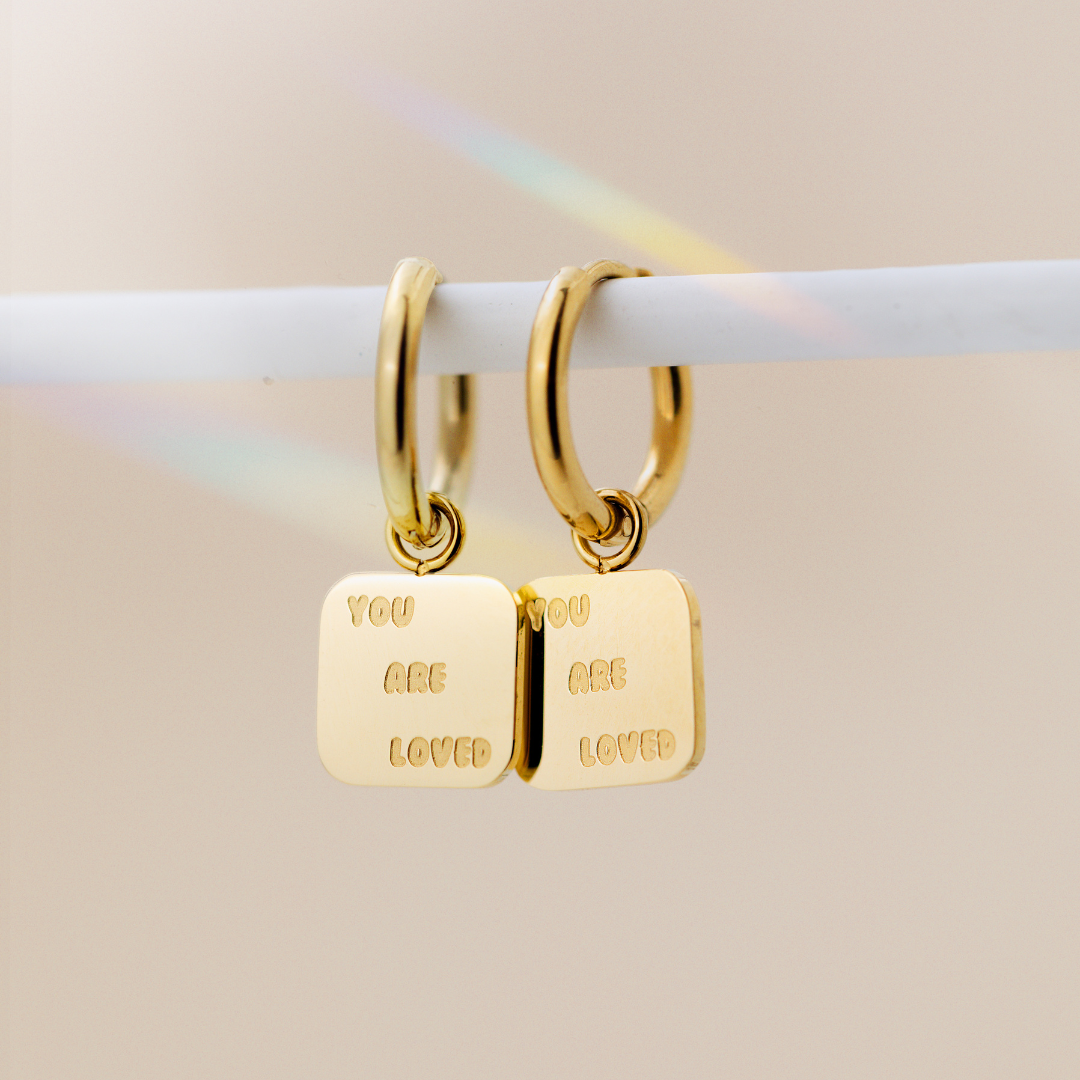 You are loved Hoop Set Small Gold
