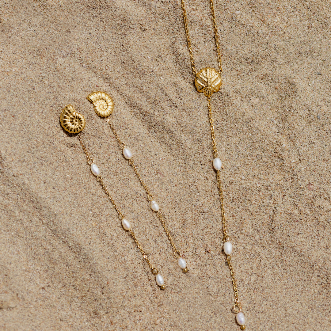 Siren's Spell Pearl Drop Earrings Rose Gold