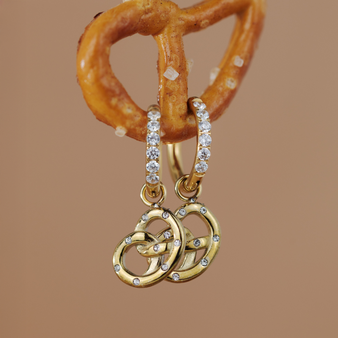Bedazzled Pretzel Glimmer Hoop Set Small Silver