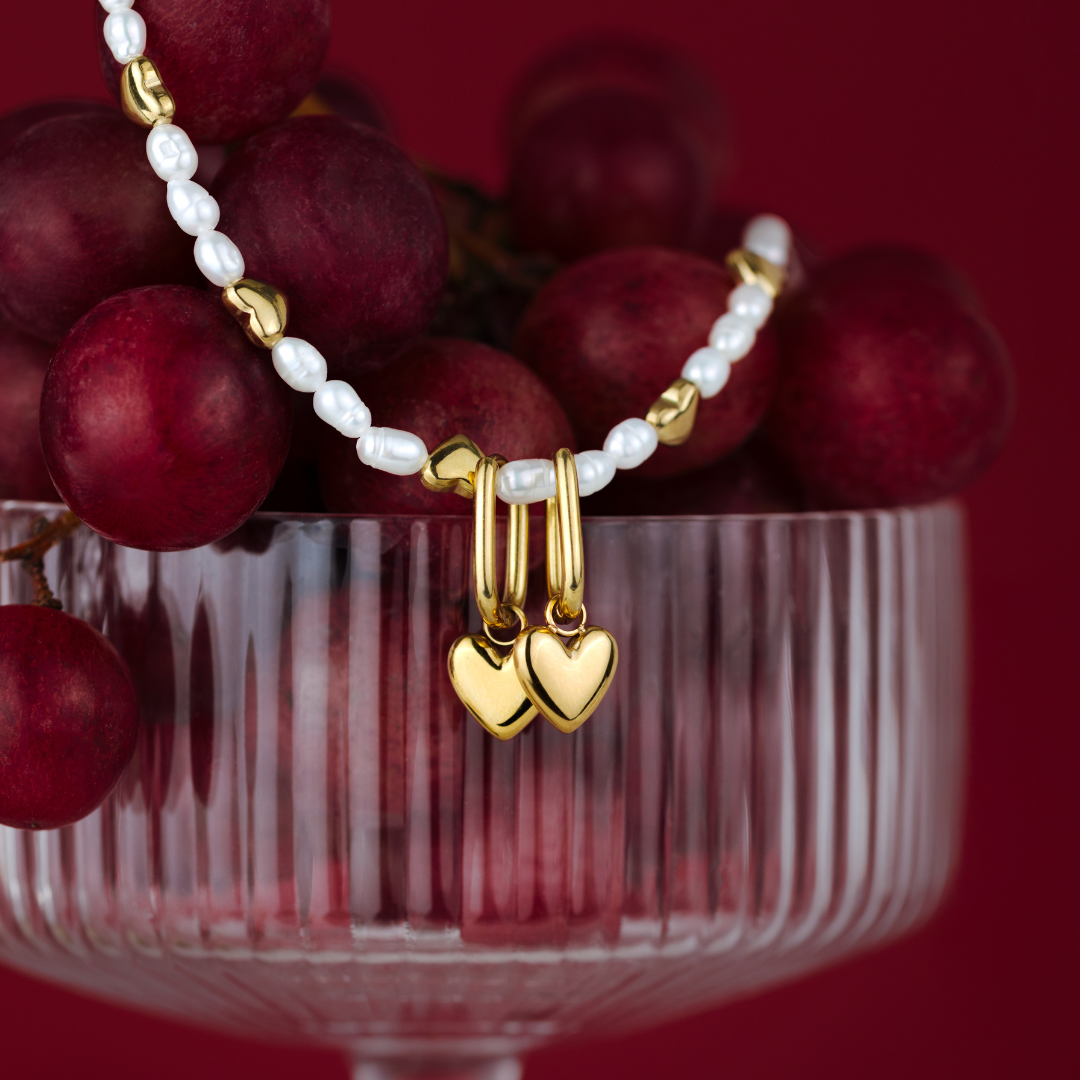 Lovely Heart Oval Hoop Set Baby Gold