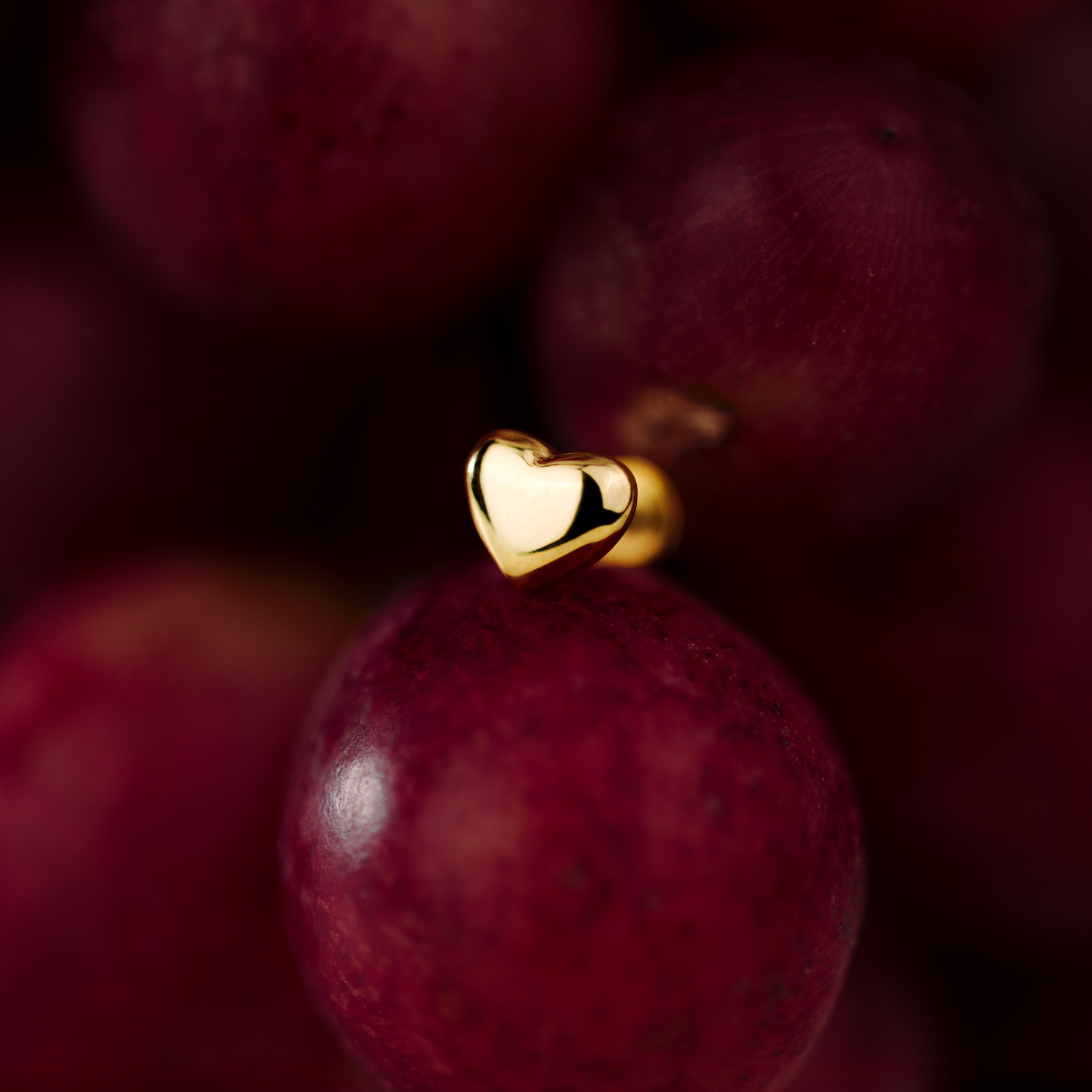 Lovely Heart Piercing Stud Gold