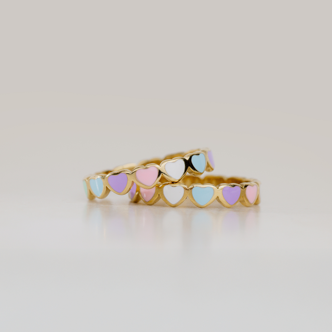 Pastel Hearts Ring Gold