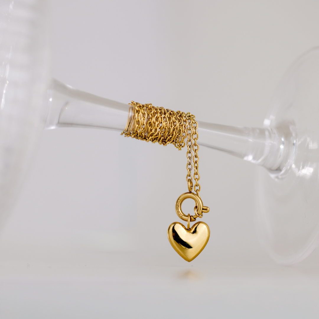 Lovely Heart Classic Chain Necklace Set Silver