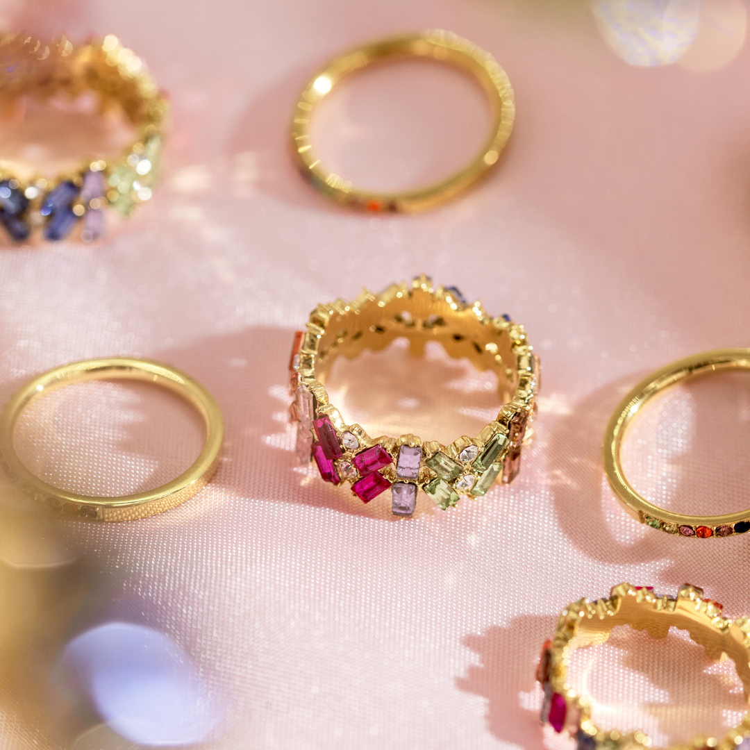 Double Rainbow Ring Rose Gold