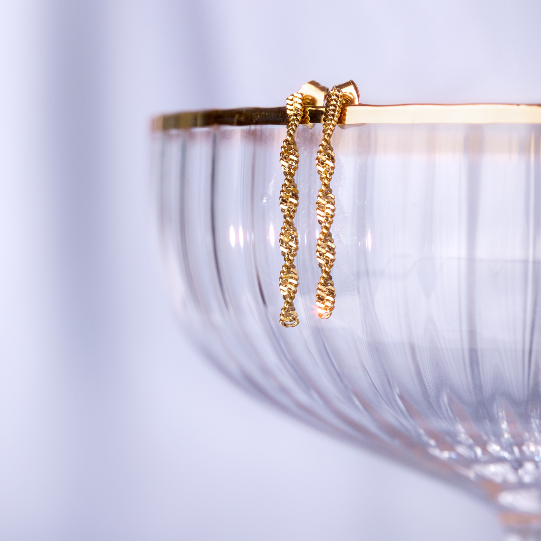 DNA Strand Studs Rose Gold